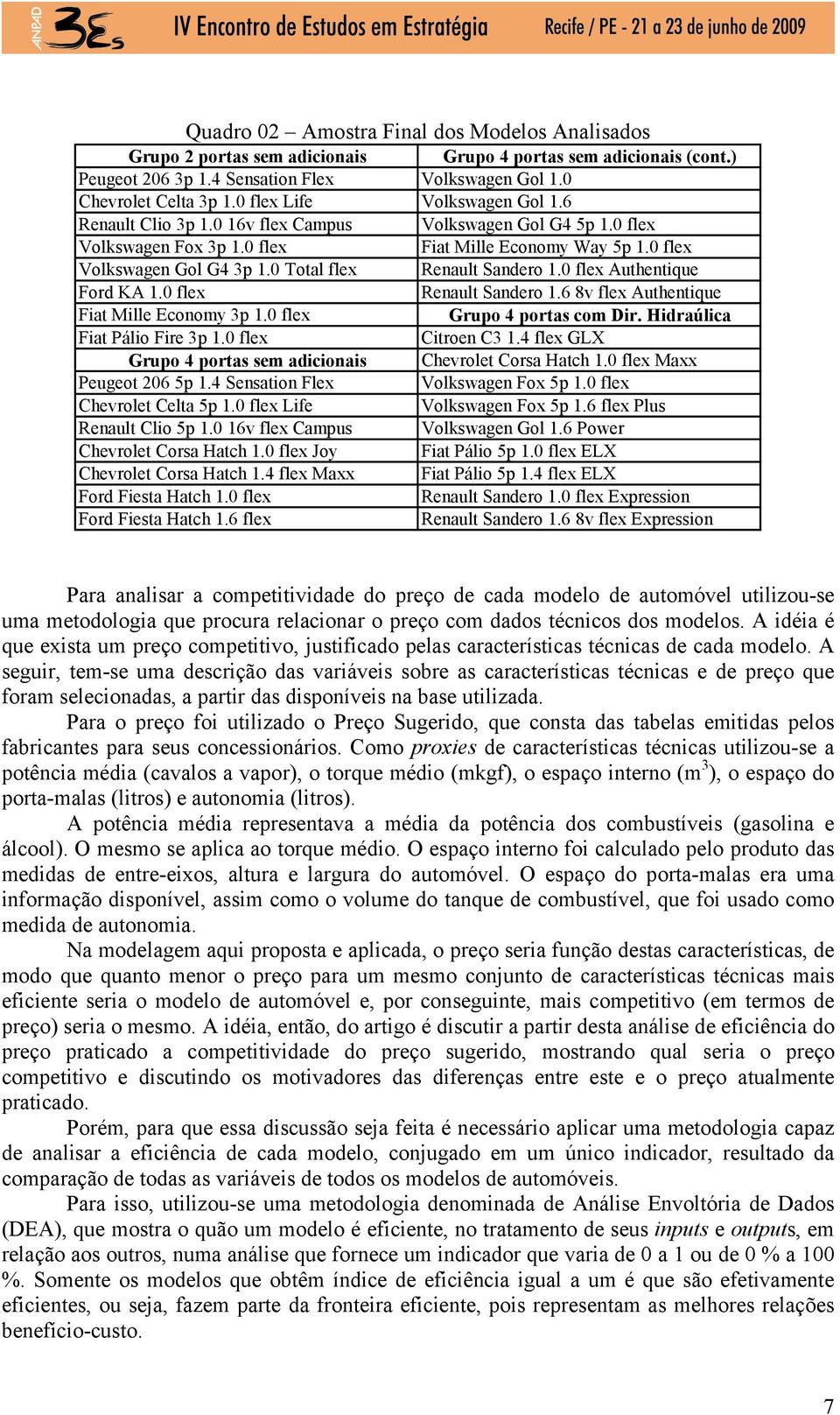 0 Total flex Renault Sandero 1.0 flex Authentique Ford KA 1.0 flex Renault Sandero 1.6 8v flex Authentique Fiat Mille Economy 3p 1.0 flex Grupo 4 portas com Dir. Hidraúlica Fiat Pálio Fire 3p 1.