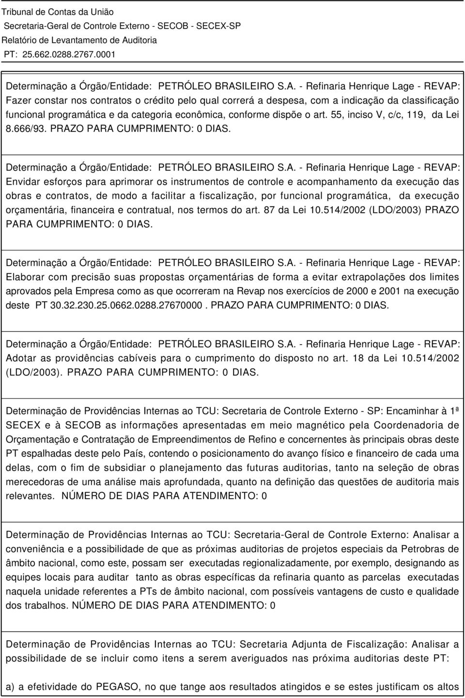 - Refinaria Henrique Lage - REVAP: Fazer constar nos contratos o crédito pelo qual correrá a despesa, com a indicação da classificação funcional programática e da categoria econômica, conforme dispõe