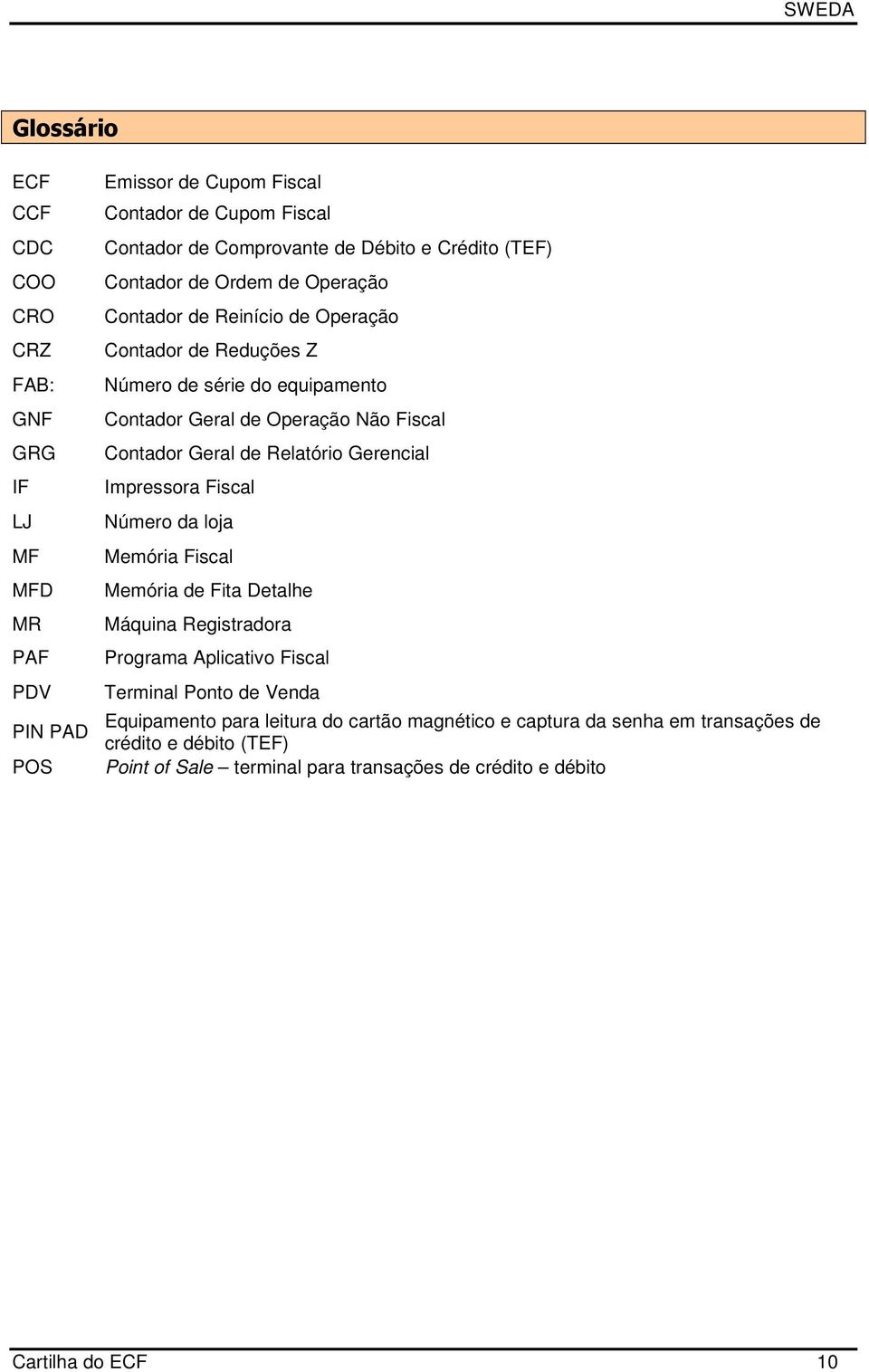 Contador Geral de Relatório Gerencial Impressora Fiscal Número da loja Memória Fiscal Memória de Fita Detalhe Máquina Registradora Programa Aplicativo Fiscal Terminal Ponto