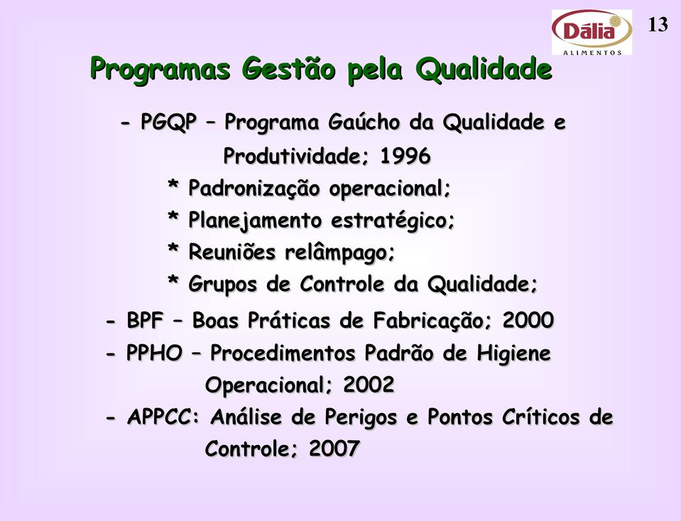 relâmpago; Grupos de Controle da Qualidade; Boas Práticas de Fabricação; 2000