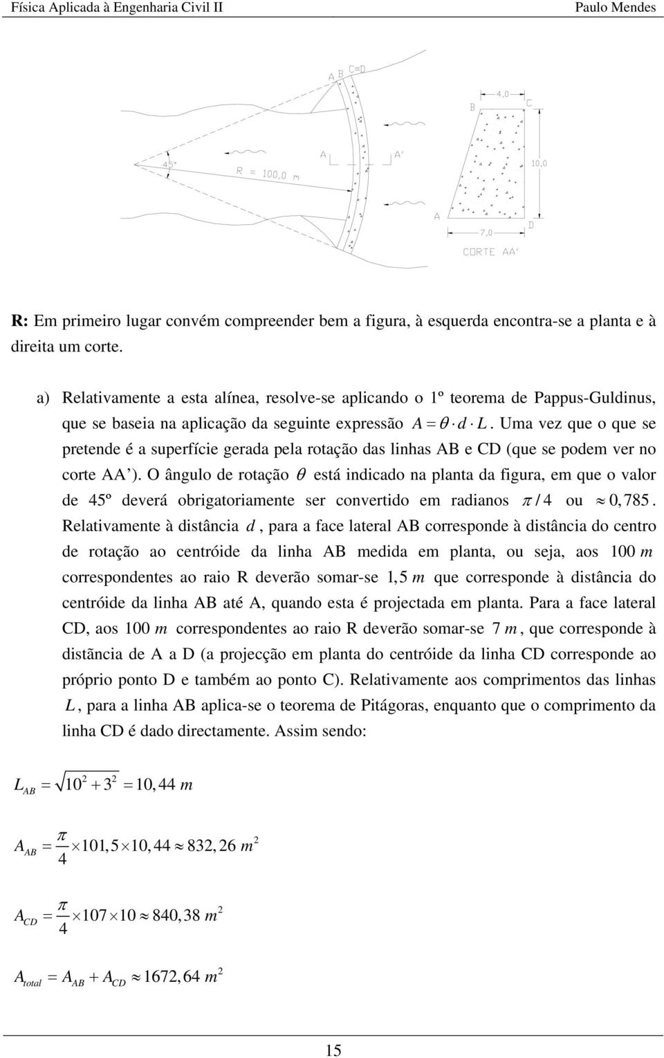 Uma vez que o que se pretede é a superfíce gerada pela rotação das lhas B e D (que se podem ver o corte ).