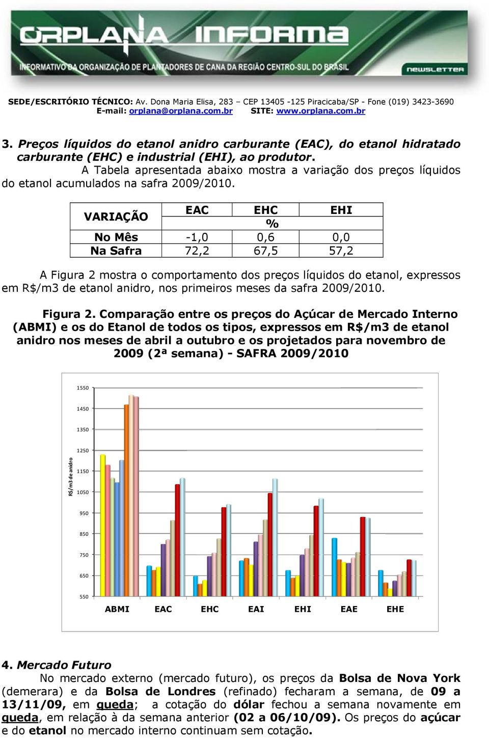 abela apresentada abaixo mostra a variação dos preços líquidos do etanol acumulados na safra 2009/2010.