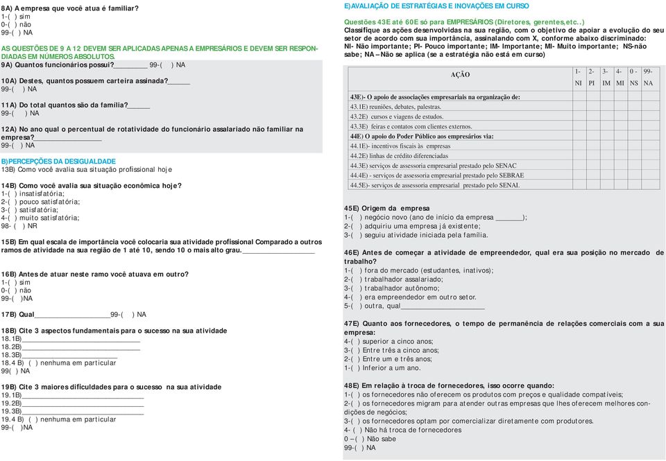 B)PERCEPÇÕES DA DESIGUALDADE 13B) Como você avalia sua situação profissional hoje 14B) Como você avalia sua situação econômica hoje?