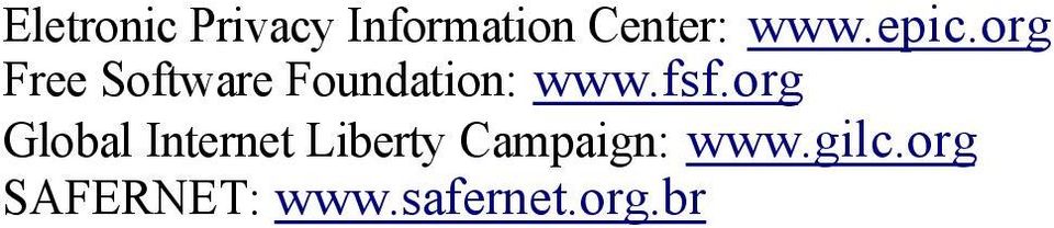 fsf.org Global Internet Liberty Campaign: