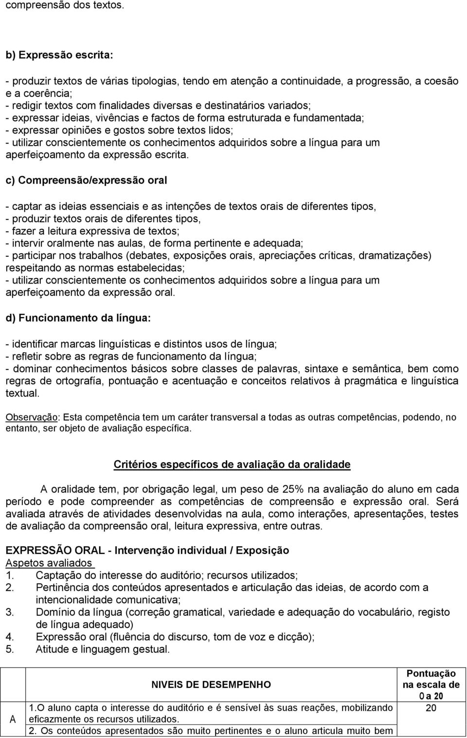 variados; - expressar ideias, vivências e factos de forma estruturada e fundamentada; - expressar opiniões e gostos sobre textos lidos; - utilizar conscientemente os conhecimentos adquiridos sobre a