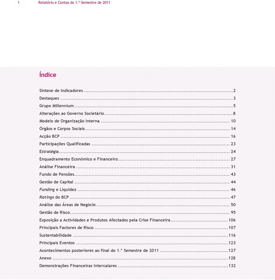 .. 43 Gestão de Capital... 44 Funding e Liquidez... 46 Ratings do BCP... 47 Análise das Áreas de Negócio... 50 Gestão de Risco.
