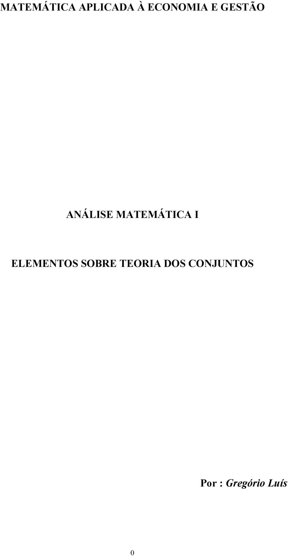 MATEMÁTICA I ELEMENTOS SOBRE