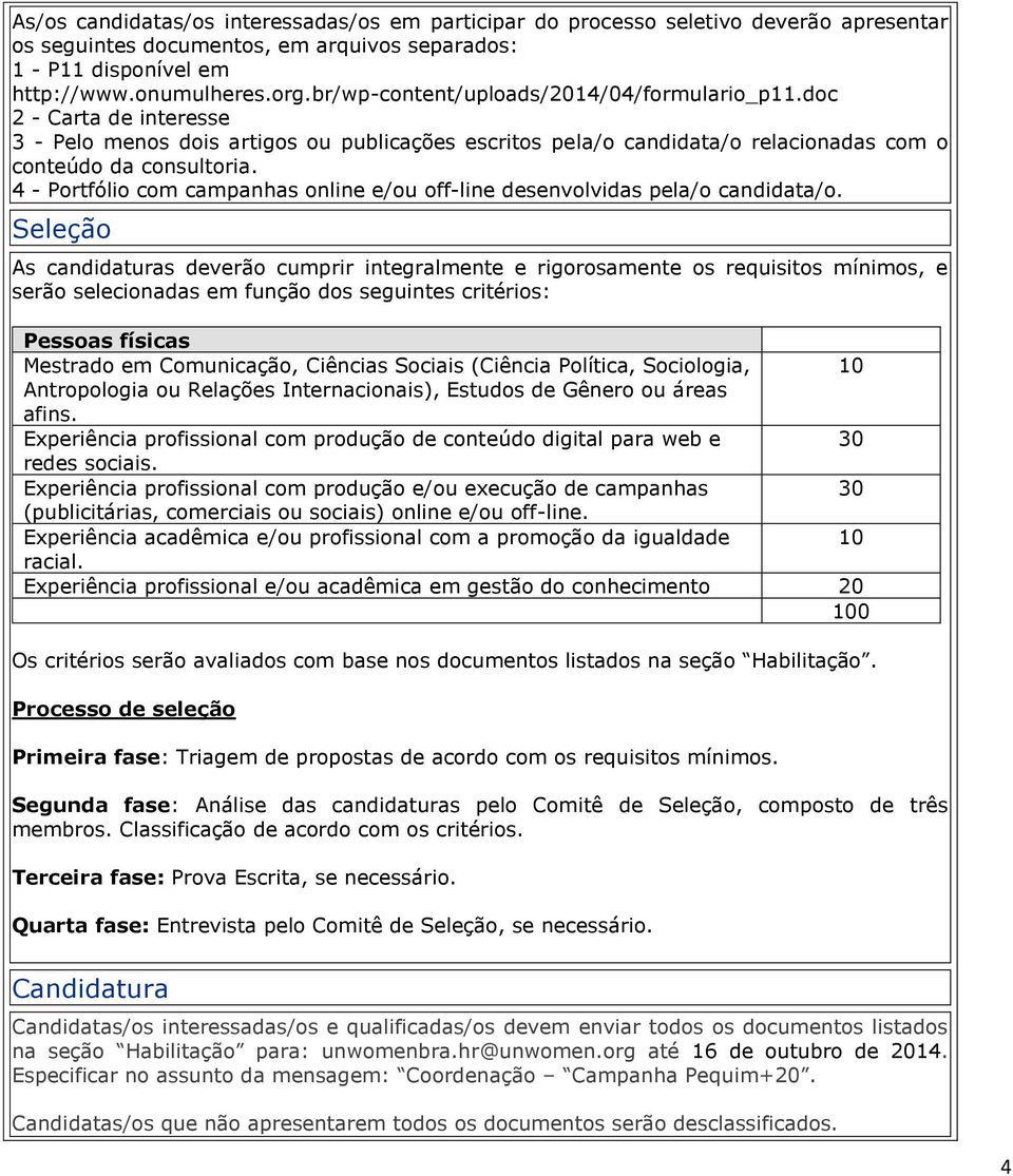 4 - Portfólio com campanhas online e/ou off-line desenvolvidas pela/o candidata/o.