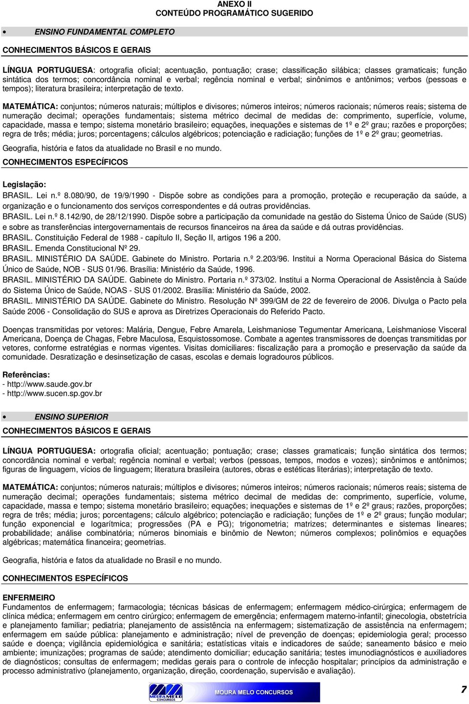 MATEMÁTICA: conjuntos; números naturais; múltiplos e divisores; números inteiros; números racionais; números reais; sistema de numeração decimal; operações fundamentais; sistema métrico decimal de