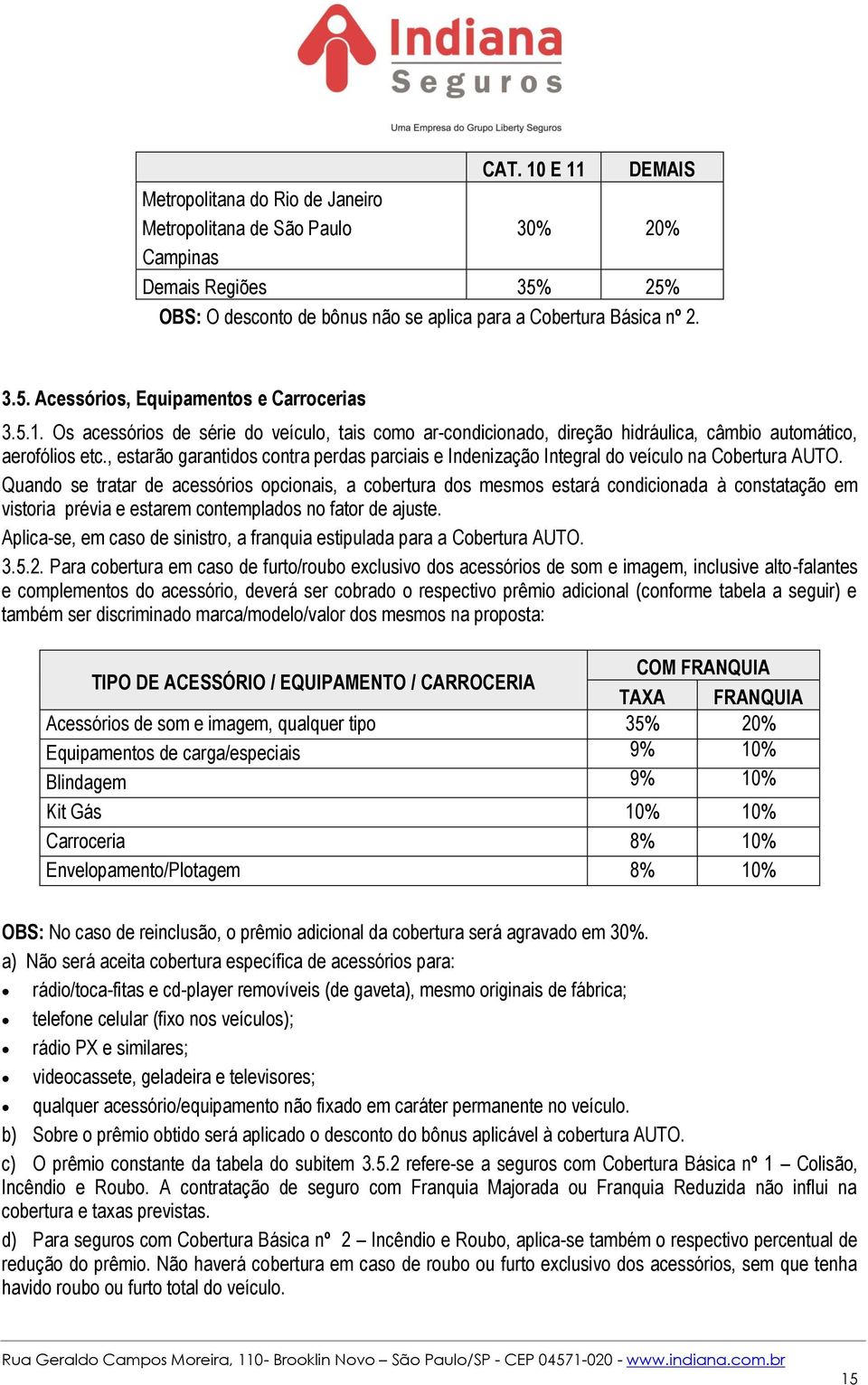 , estarão garantidos contra perdas parciais e Indenização Integral do veículo na Cobertura AUTO.