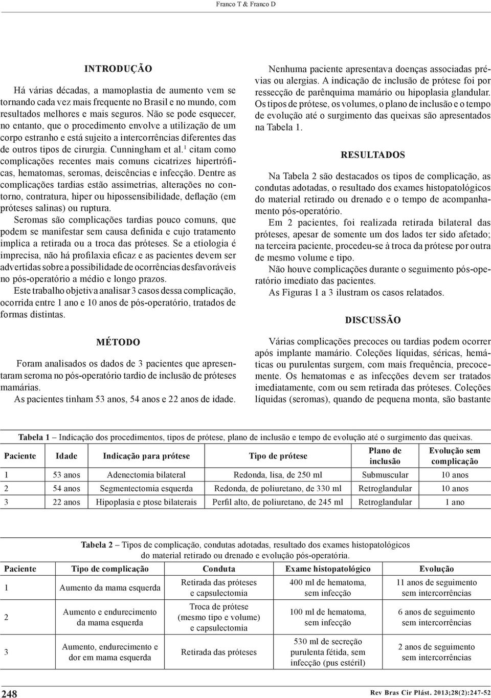 1 citam como complicações recentes mais comuns cicatrizes hipertrófi cas, hematomas, seromas, deiscências e infecção.