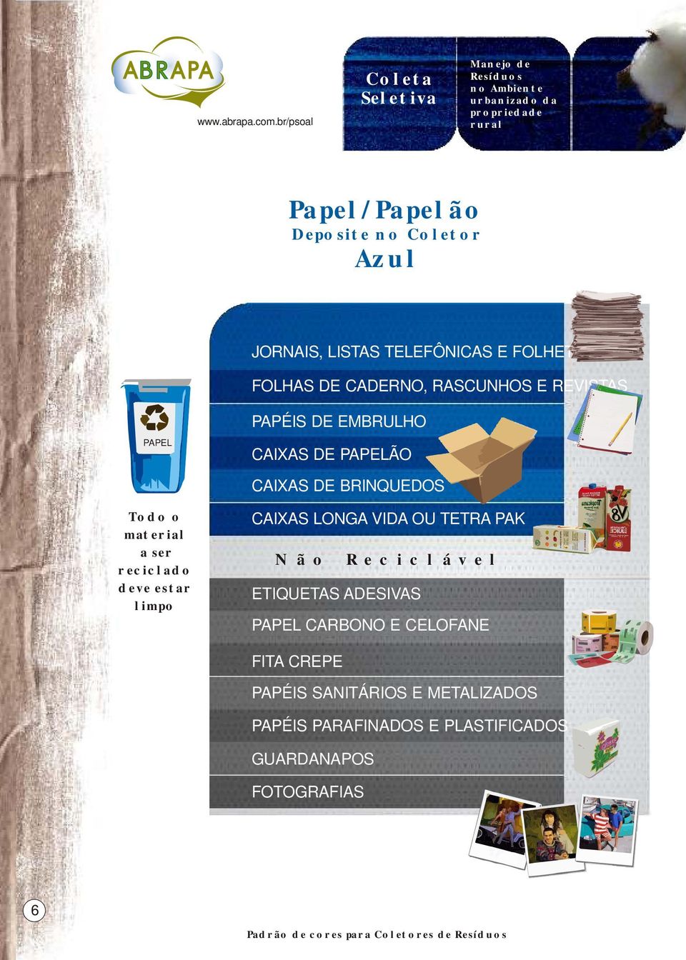 TELEFÔNICAS E FOLHETOS FOLHAS DE CADERNO, RASCUNHOS E REVISTAS PAPEL PAPÉIS DE EMBRULHO CAIXAS DE PAPELÃO CAIXAS DE BRINQUEDOS Todo o material a