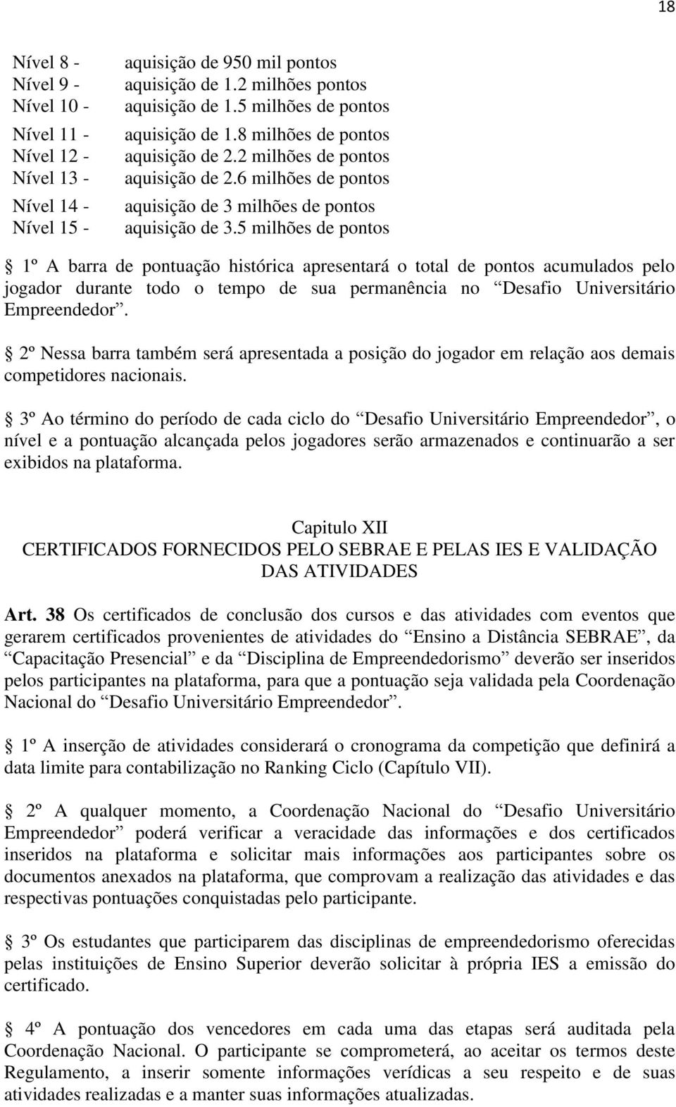 5 milhões de pontos 1º A barra de pontuação histórica apresentará o total de pontos acumulados pelo jogador durante todo o tempo de sua permanência no Desafio Universitário Empreendedor.