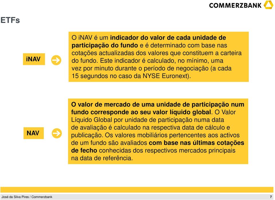 NAV O valor de mercado de uma unidade de participação num fundo corresponde ao seu valor líquido global.