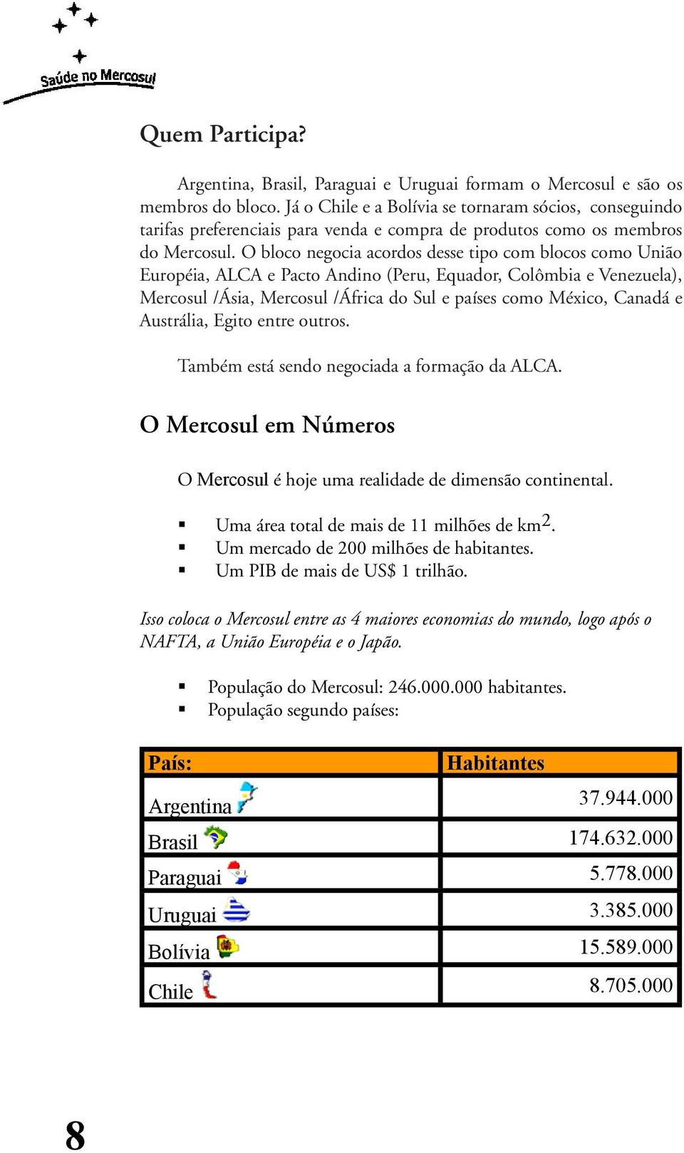 O bloco negocia acordos desse tipo com blocos como União Européia, ALCA e Pacto Andino (Peru, Equador, Colômbia e Venezuela), Mercosul /Ásia, Mercosul /África do Sul e países como México, Canadá e