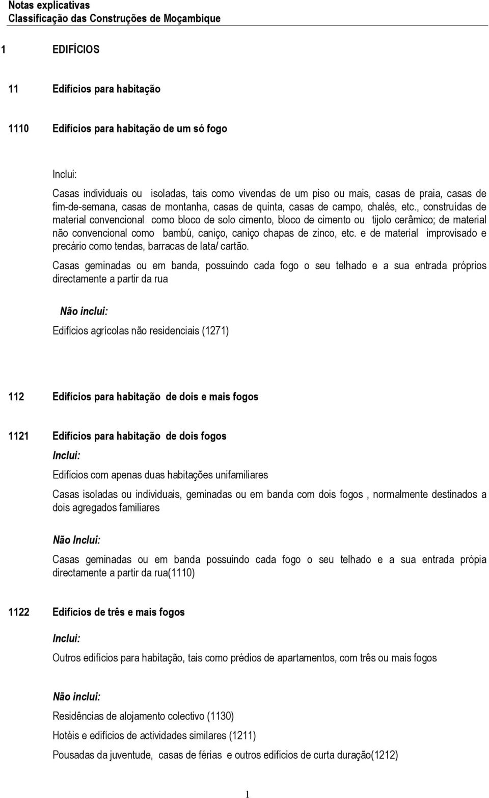 , construídas de material convencional como bloco de solo cimento, bloco de cimento ou tijolo cerâmico; de material não convencional como bambú, caniço, caniço chapas de zinco, etc.