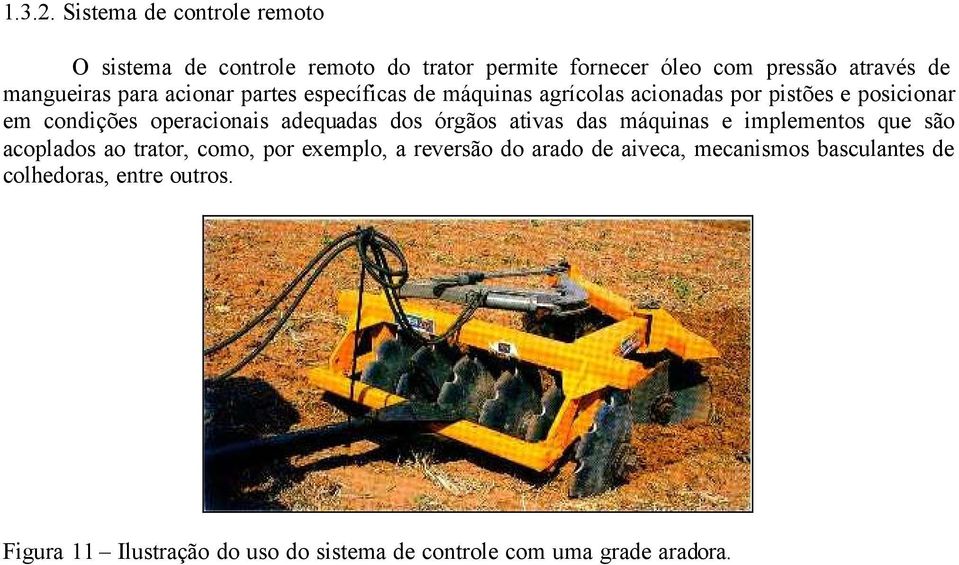 para acionar partes específicas de máquinas agrícolas acionadas por pistões e posicionar em condições operacionais adequadas