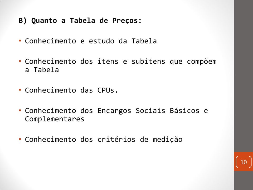 Tabela Conhecimento das CPUs.