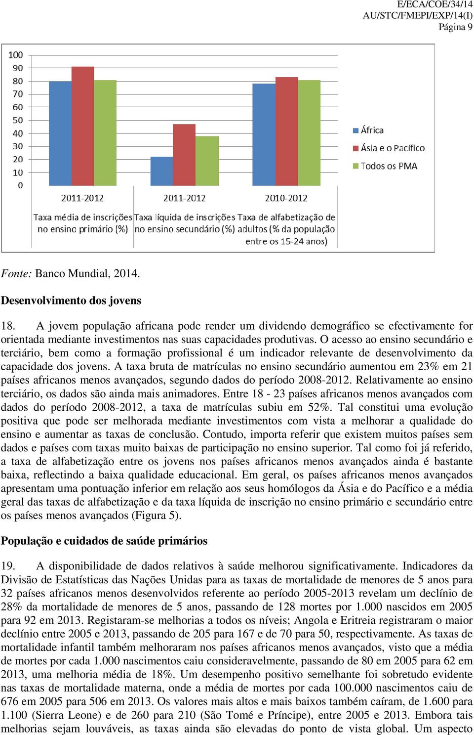 O acesso ao ensino secundário e terciário, bem como a formação profissional é um indicador relevante de desenvolvimento da capacidade dos jovens.