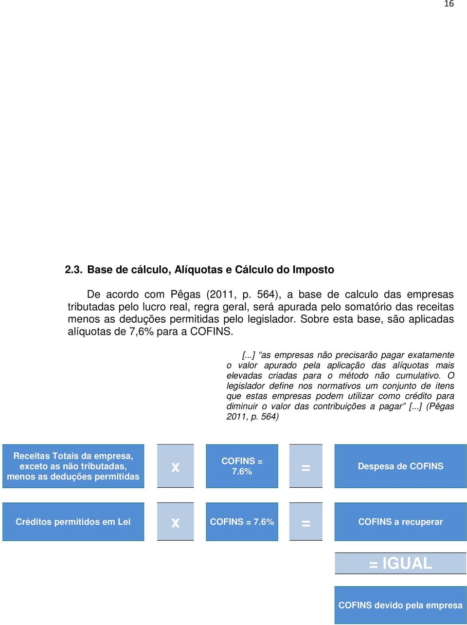 Sobre esta base, são aplicadas alíquotas de 7,6% para a COFINS. [.