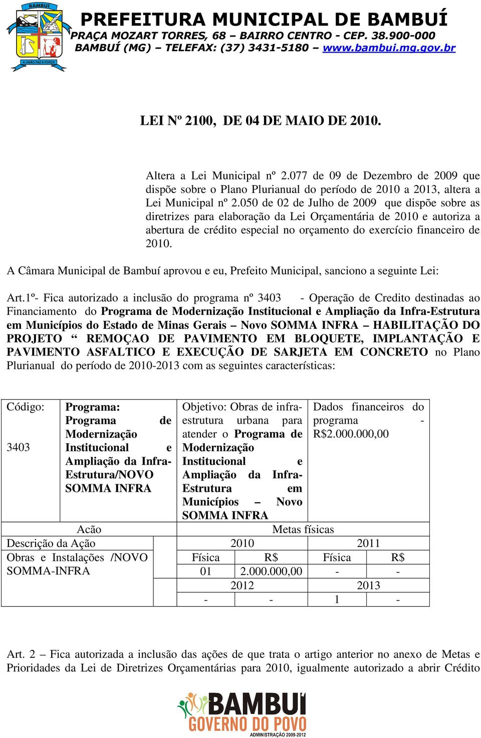 050 de 02 de Julho de 2009 que dispõe sobre as diretrizes para elaboração da Lei Orçamentária de 2010 e autoriza a abertura de crédito especial no orçamento do exercício financeiro de 2010.