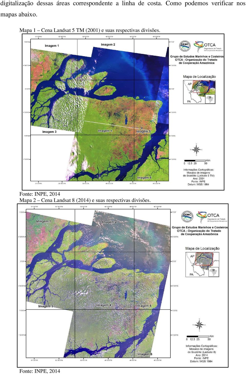 Mapa 1 Cena Landsat 5 TM (2001) e suas respectivas divisões.