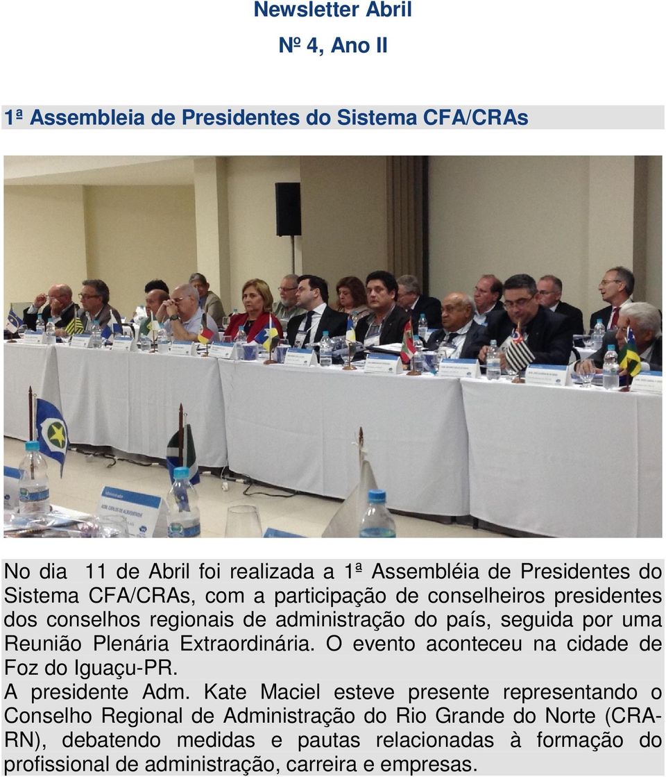 Extraordinária. O evento aconteceu na cidade de Foz do Iguaçu-PR. A presidente Adm.