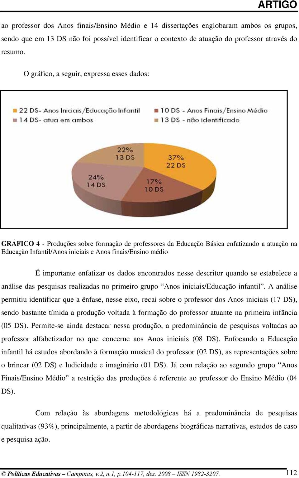 importante enfatizar os dados encontrados nesse descritor quando se estabelece a análise das pesquisas realizadas no primeiro grupo Anos iniciais/educação infantil.