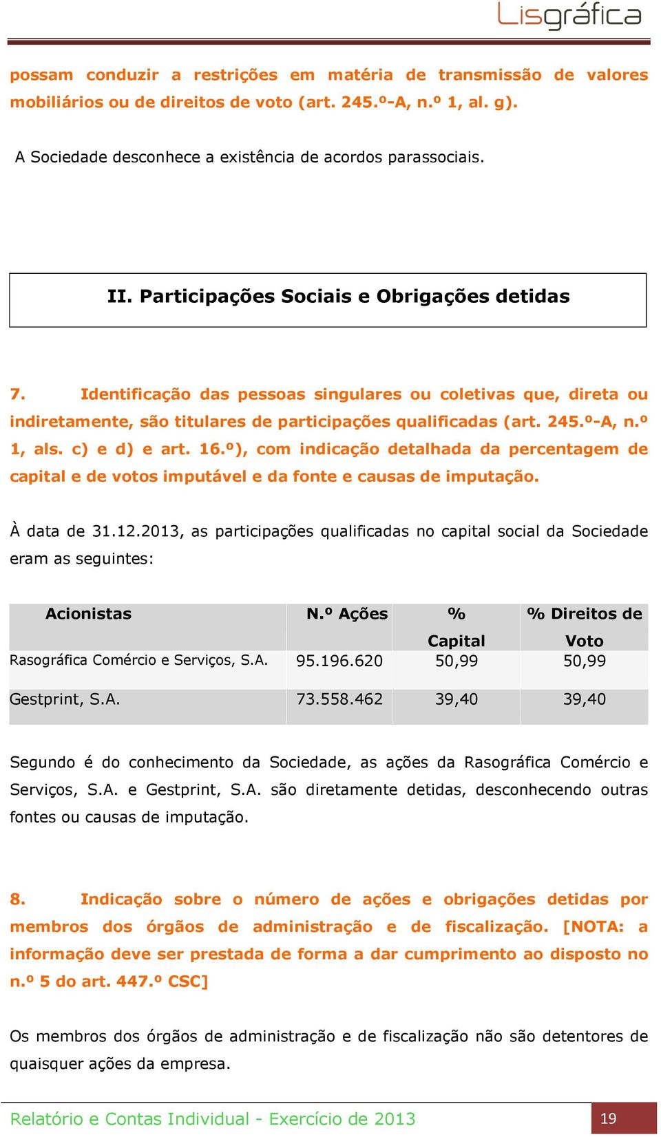 c) e d) e art. 16.º), com indicação detalhada da percentagem de capital e de votos imputável e da fonte e causas de imputação. À data de 31.12.