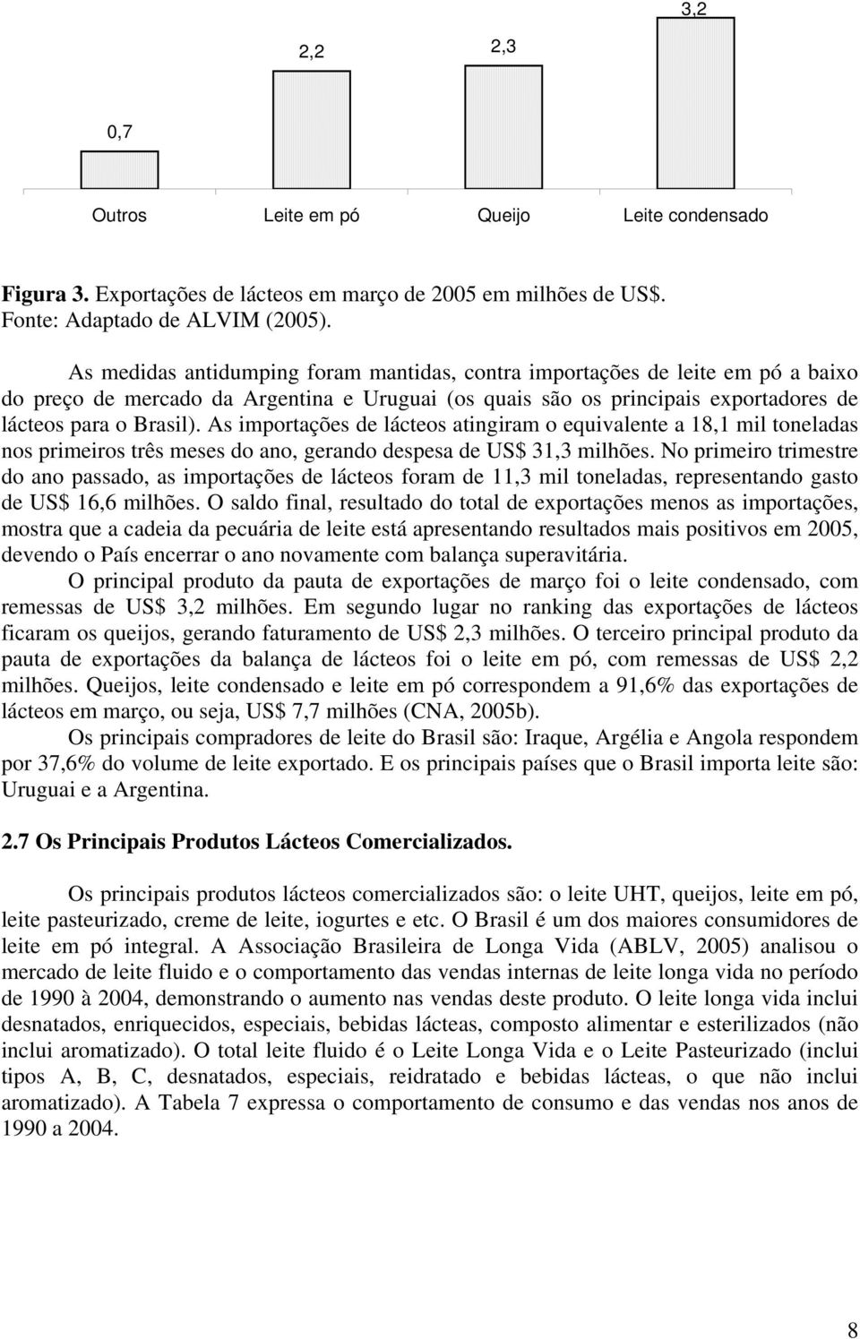 As importações de lácteos atingiram o equivalente a 18,1 mil toneladas nos primeiros três meses do ano, gerando despesa de US$ 31,3 milhões.