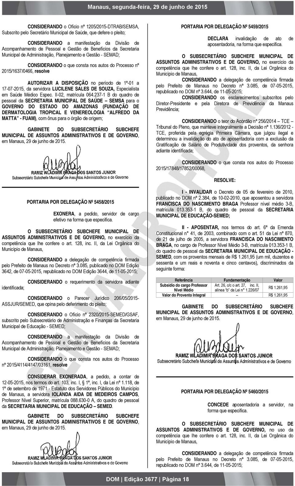 237-1 B do quadro de pessoal da SECRETARIA MUNICIPAL DE SAÚDE SEMSA para o GOVERNO DO ESTADO DO AMAZONAS (FUNDAÇÃO DE DERMATOLOGIA TROPICAL E VENEREOLOGIA ALFREDO DA MATTA - FUAM), com ônus para o