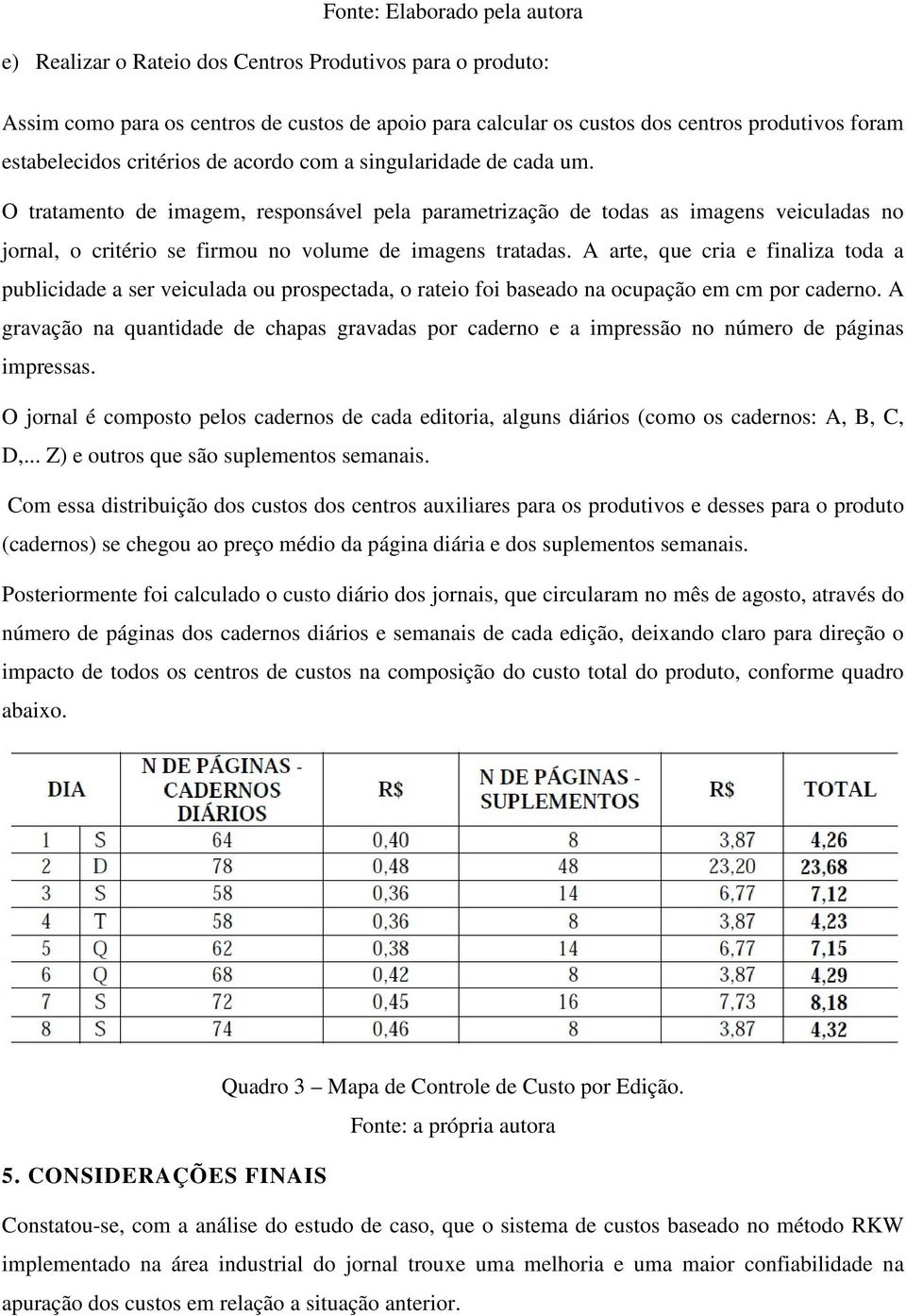 O tratamento de imagem, responsável pela parametrização de todas as imagens veiculadas no jornal, o critério se firmou no volume de imagens tratadas.