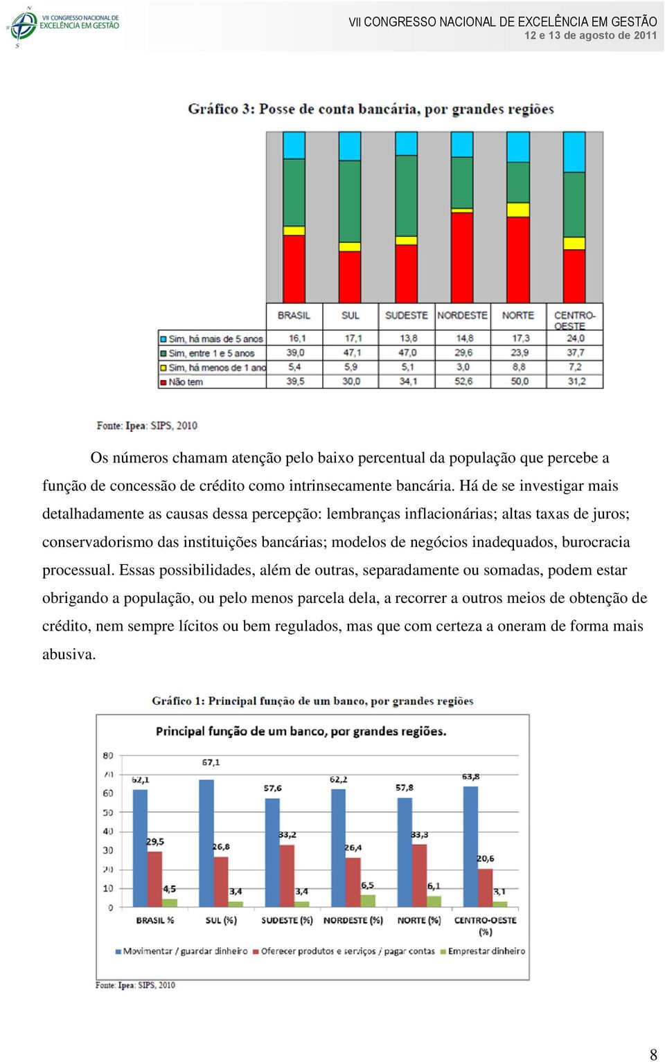 bancárias; modelos de negócios inadequados, burocracia processual.