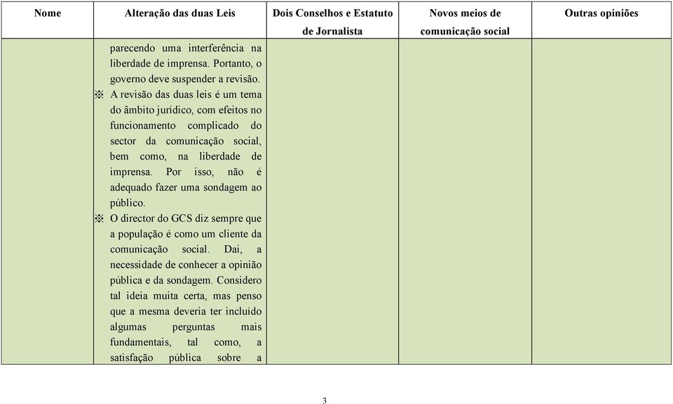 Por isso, não é adequado fazer uma sondagem ao público. O director do GCS diz sempre que a população é como um cliente da.