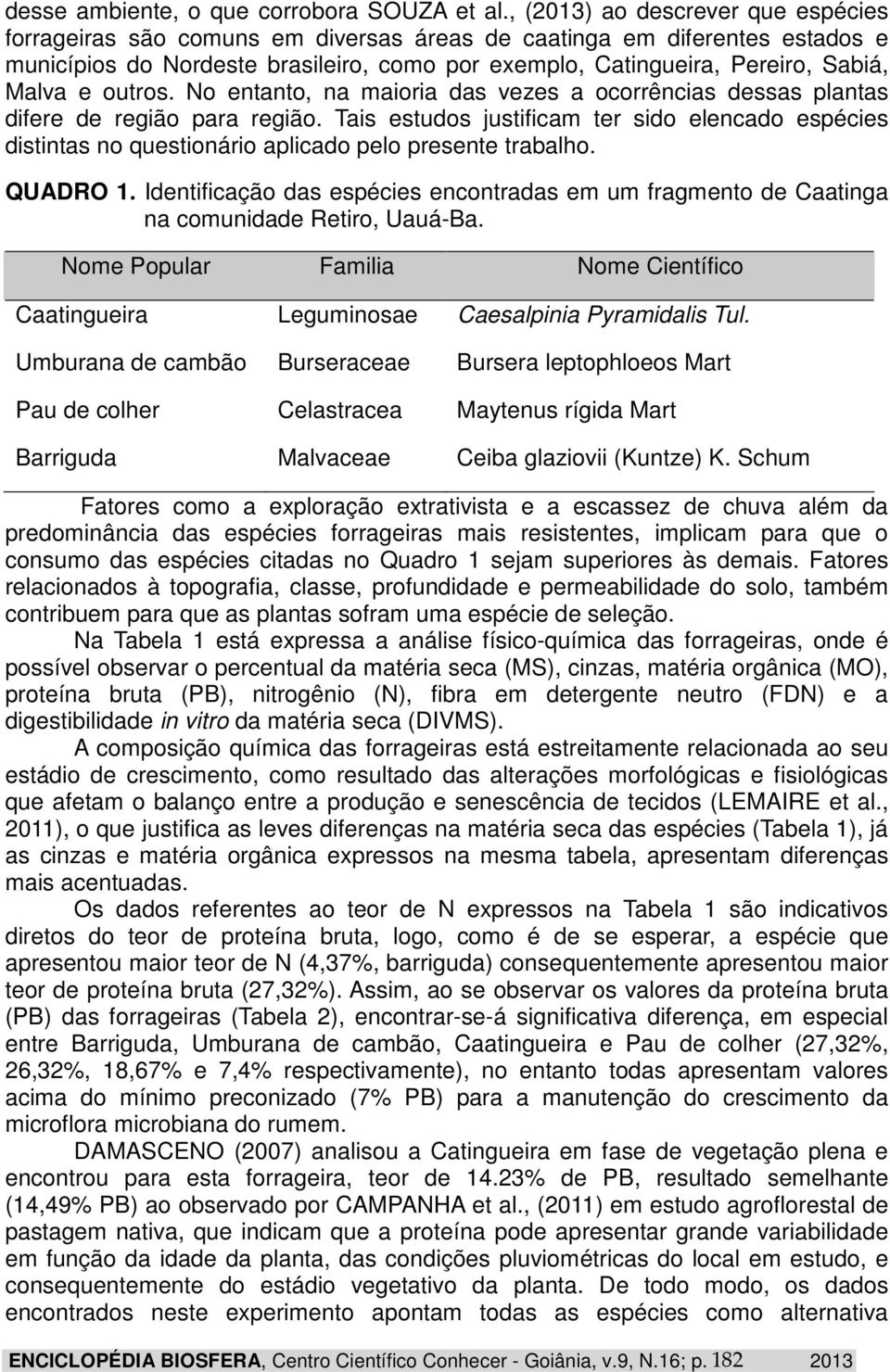 e outros. No entanto, na maioria das vezes a ocorrências dessas plantas difere de região para região.