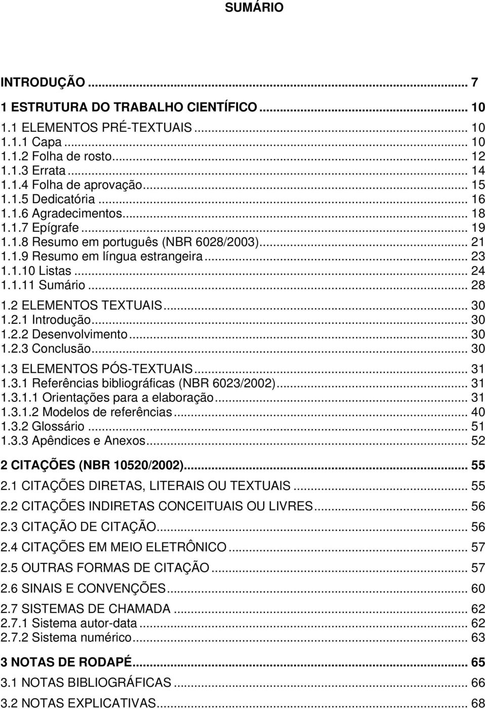 2 ELEMENTOS TEXTUAIS... 30 1.2.1 Introdução... 30 1.2.2 Desenvolvimento... 30 1.2.3 Conclusão... 30 1.3 ELEMENTOS PÓS-TEXTUAIS... 31 1.3.1 Referências bibliográficas (NBR 6023/2002)... 31 1.3.1.1 Orientações para a elaboração.