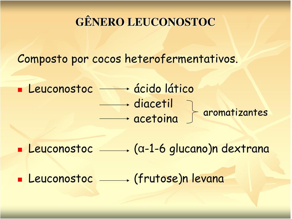 Leuconostoc ácido lático diacetil acetoina