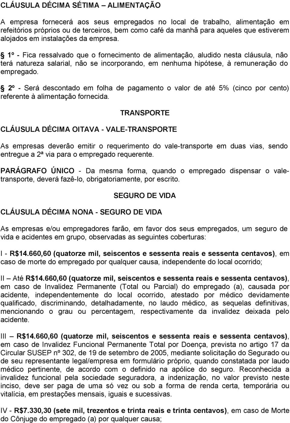 1º - Fica ressalvado que o fornecimento de alimentação, aludido nesta cláusula, não terá natureza salarial, não se incorporando, em nenhuma hipótese, à remuneração do empregado.