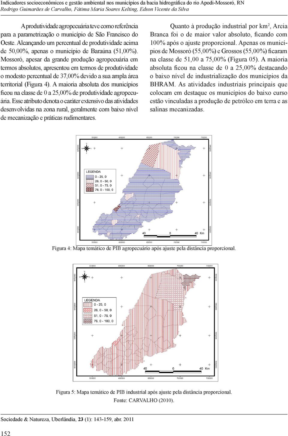 Mossoró, apesar da grande produção agropecuária em termos absolutos, apresentou em termos de produtividade o modesto percentual de 37,00% devido a sua ampla área territorial (Figura 4).