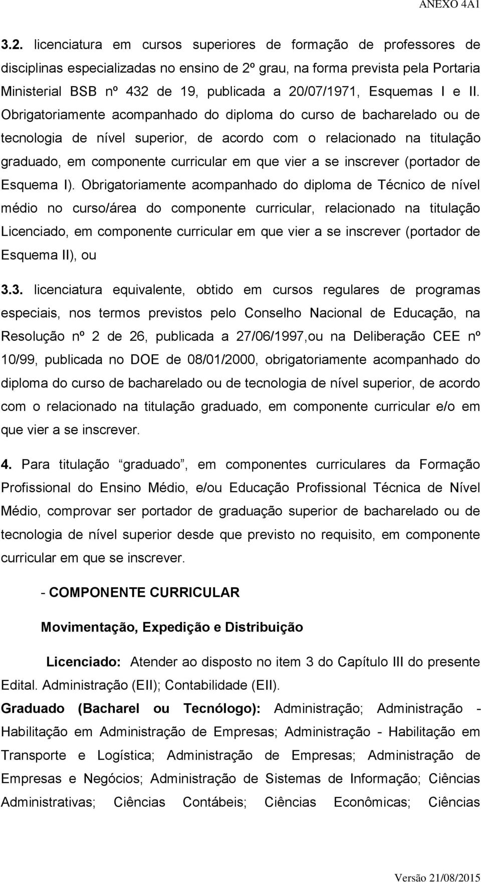 Obrigatoriamente acompanhado do diploma do curso de bacharelado ou de tecnologia de nível superior, de acordo com o relacionado na titulação graduado, em componente curricular em que vier a se