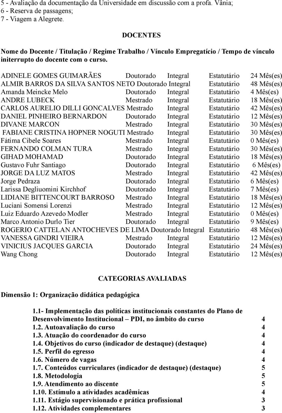 ADINELE GOMES GUIMARÃES Doutorado Integral Estatutário 24 Mês(es) ALMIR BARROS DA SILVA SANTOS NETO Doutorado Integral Estatutário 48 Mês(es) Amanda Meincke Melo Doutorado Integral Estatutário 4