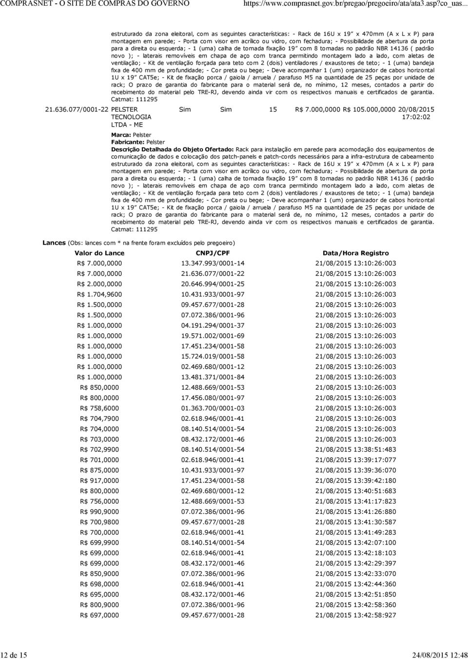 com fechadura; - Possibilidade de abertura da porta para a direita ou esquerda; - 1 (uma) calha de tomada fixação 19 com 8 tomadas no padrão NBR 14136 ( padrão novo ); - laterais removíveis em chapa