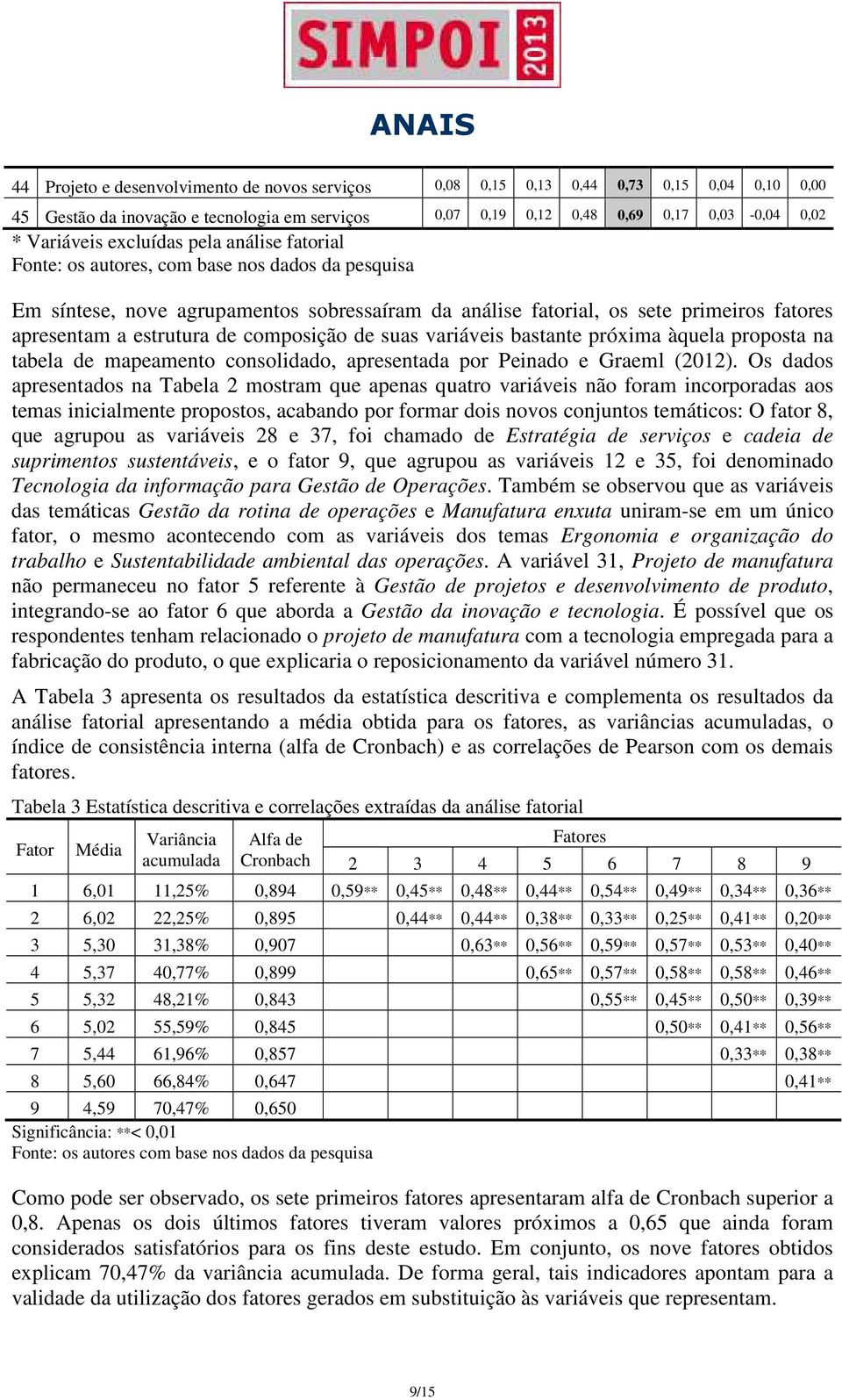 composição de suas variáveis bastante próxima àquela proposta na tabela de mapeamento consolidado, apresentada por Peinado e Graeml (2012).