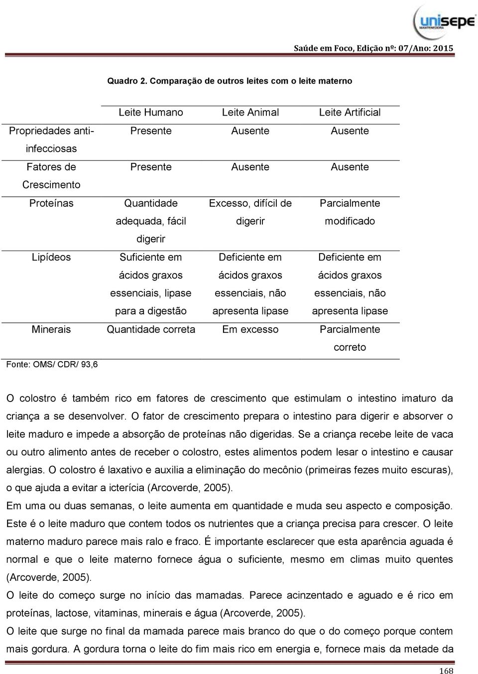 Proteínas Quantidade adequada, fácil Excesso, difícil de digerir Parcialmente modificado digerir Lipídeos Suficiente em ácidos graxos essenciais, lipase para a digestão Deficiente em ácidos graxos