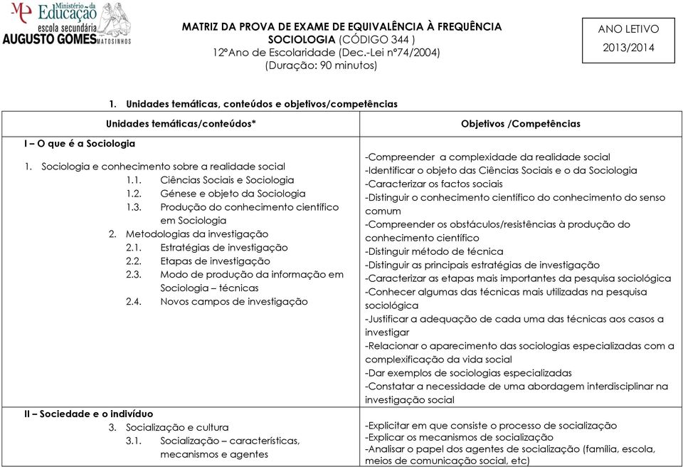 4. Novos campos de investigação II Sociedade e o indivíduo 3. Socialização e cultura 3.1.