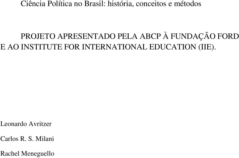 FORD E AO INSTITUTE FOR INTERNATIONAL EDUCATION