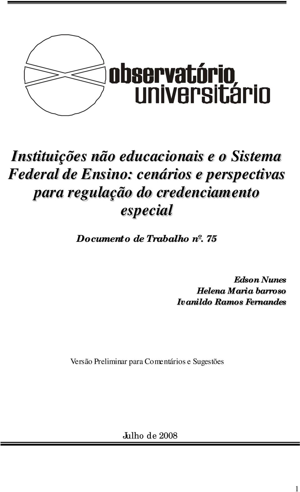 Documento de Trabalho nº.