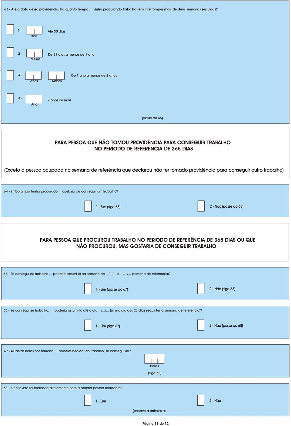 DIAS (Exceto a pessoa ocupada na semana de referência que declarou não ter tomado providência para conseguir outro trabalho) 64 - Embora não tenha procurado,... gostaria de conseguir um trabalho?