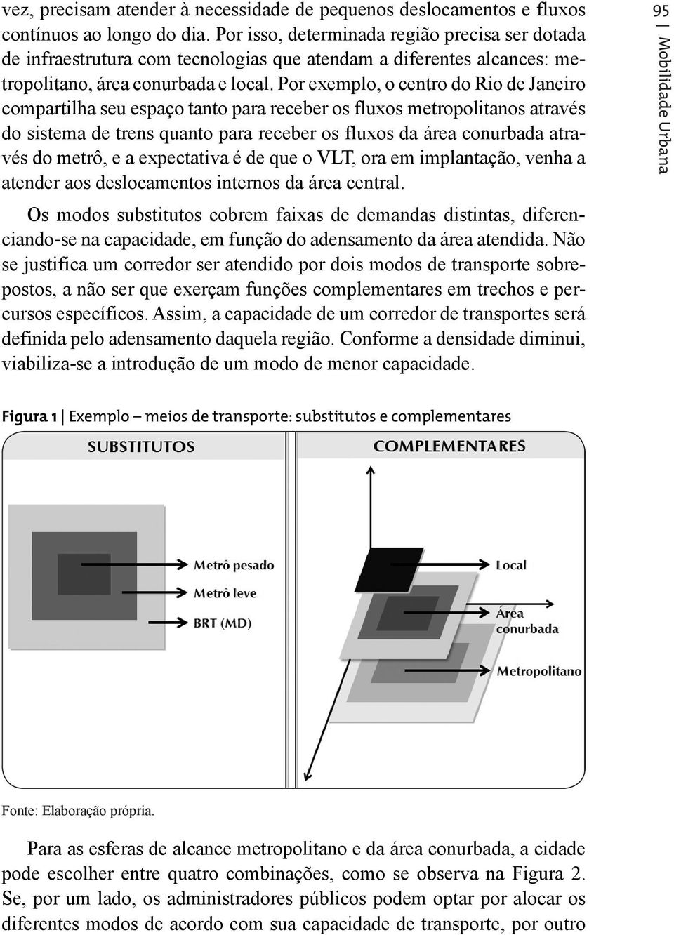 Por exemplo, o centro do Rio de Janeiro compartilha seu espaço tanto para receber os fluxos metropolitanos através do sistema de trens quanto para receber os fluxos da área conurbada através do