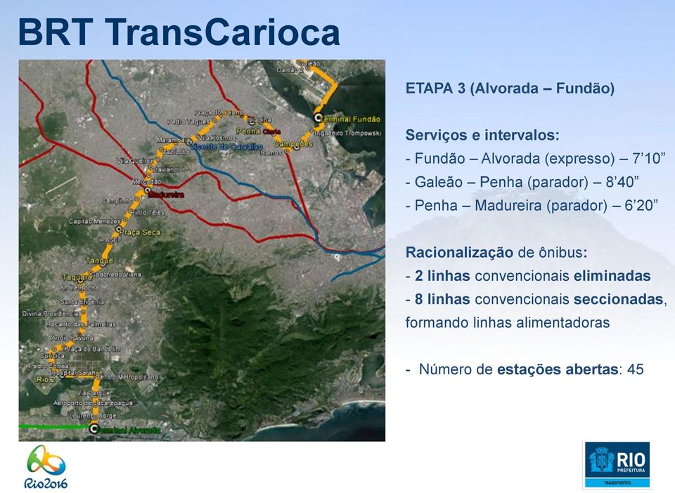 (parador) 6 20 Racionalização de ônibus: - 2 linhas convencionais eliminadas - 8